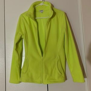 yellow fleece jacket